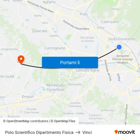 Polo Scientifico Dipartimento Fisica to Vinci map