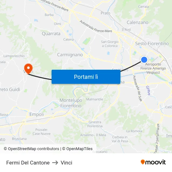 Fermi Del Cantone to Vinci map