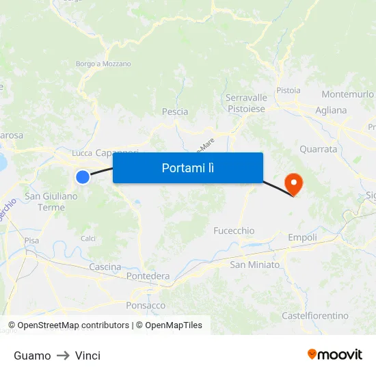 Guamo to Vinci map