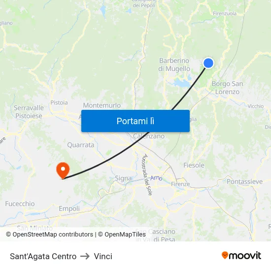 Sant'Agata Centro to Vinci map