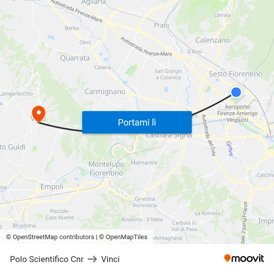Polo Scientifico Cnr to Vinci map