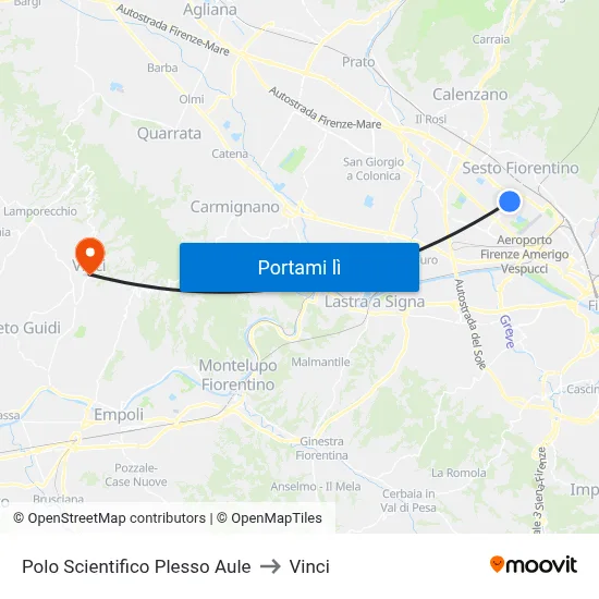 Polo Scientifico Plesso Aule to Vinci map