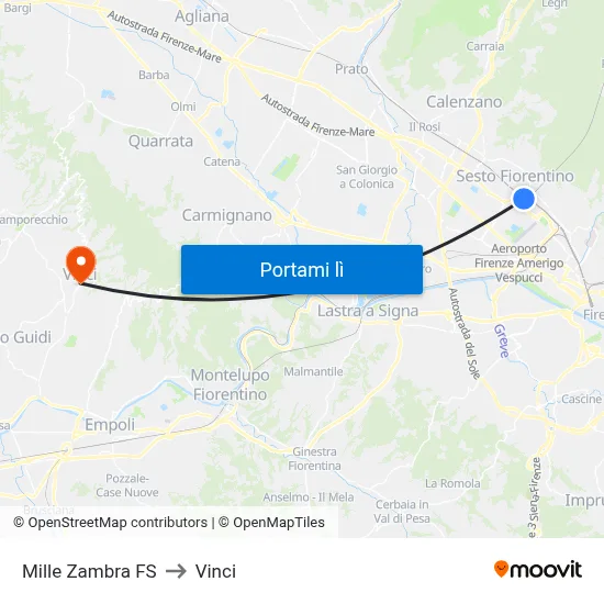 Mille Zambra FS to Vinci map
