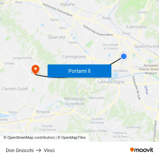 Don Gnocchi to Vinci map