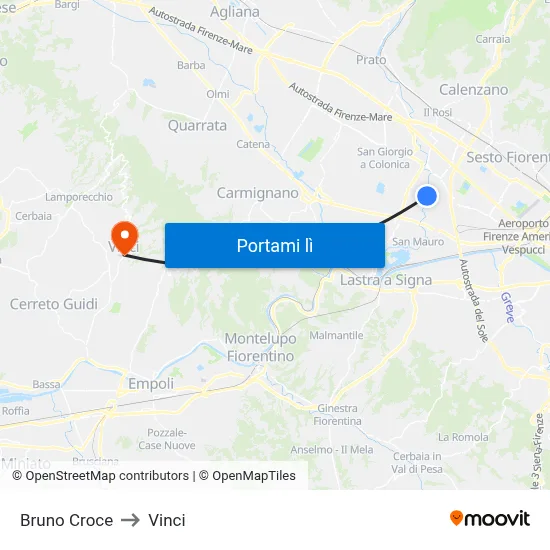 Bruno Croce to Vinci map