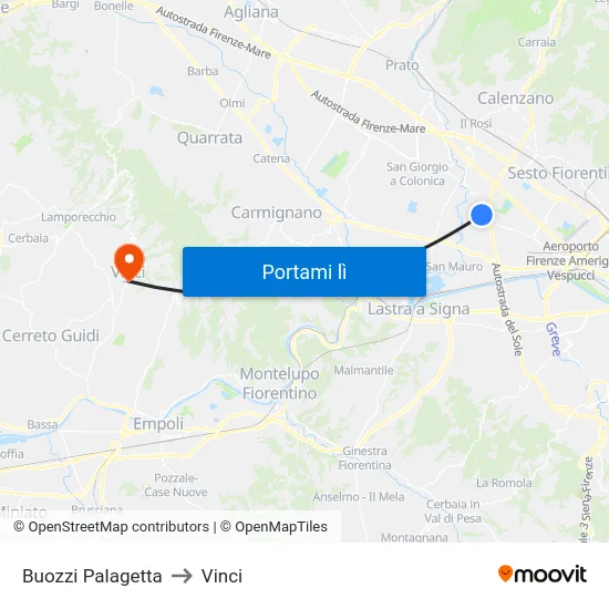 Buozzi Palagetta to Vinci map