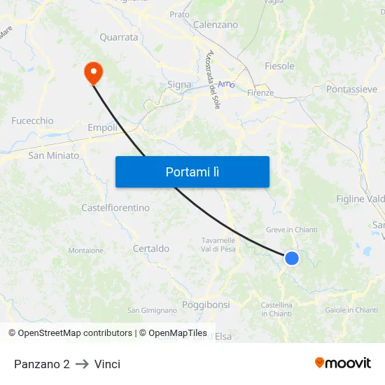 Panzano 2 to Vinci map