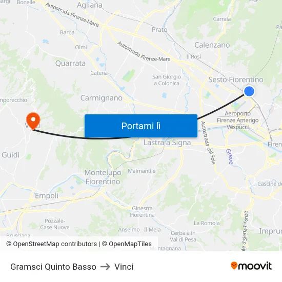 Gramsci Quinto Basso to Vinci map