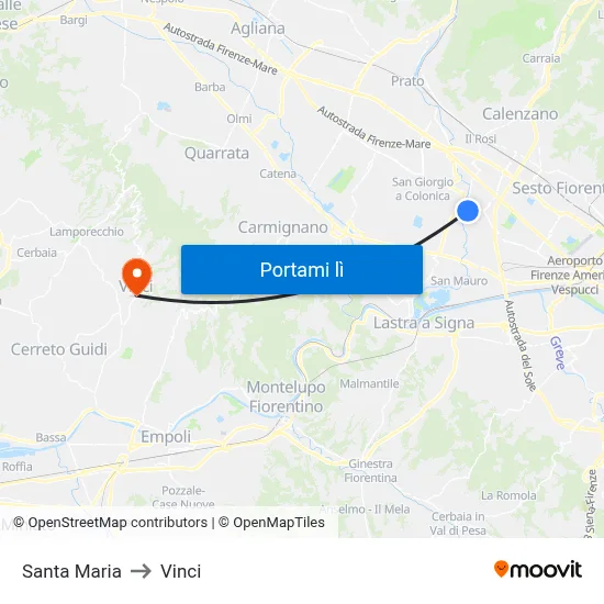 Santa Maria to Vinci map