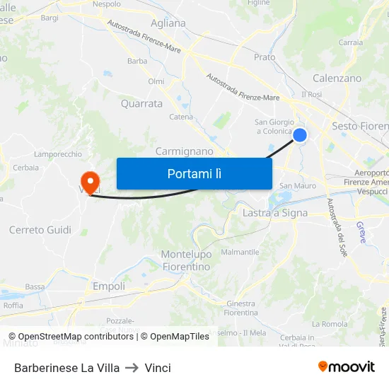 Barberinese La Villa to Vinci map