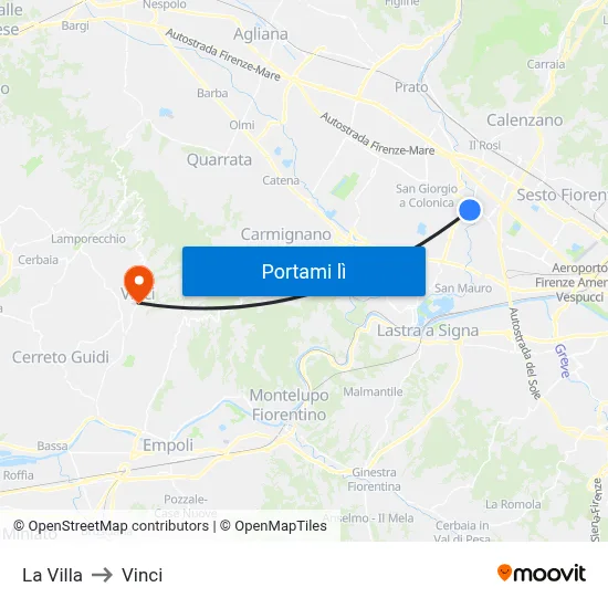La Villa to Vinci map