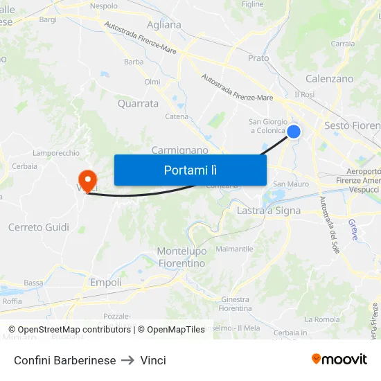 Confini Barberinese to Vinci map