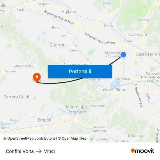 Confini Volta to Vinci map