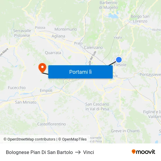 Bolognese Pian Di San Bartolo to Vinci map