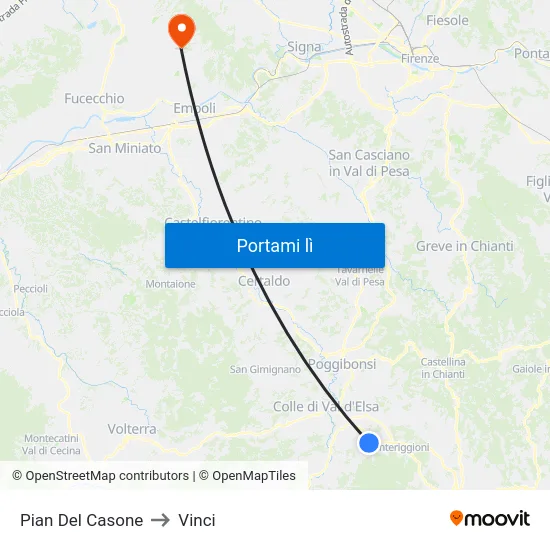 Pian Del Casone to Vinci map