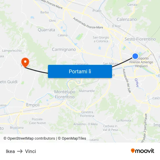 Ikea to Vinci map