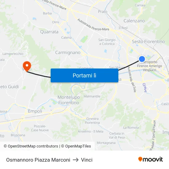 Osmannoro Piazza Marconi to Vinci map