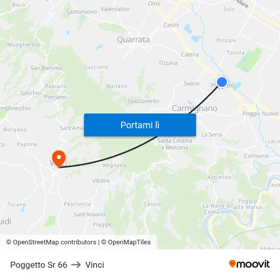 Poggetto Sr 66 to Vinci map