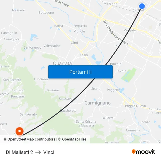 Di Maliseti 2 to Vinci map