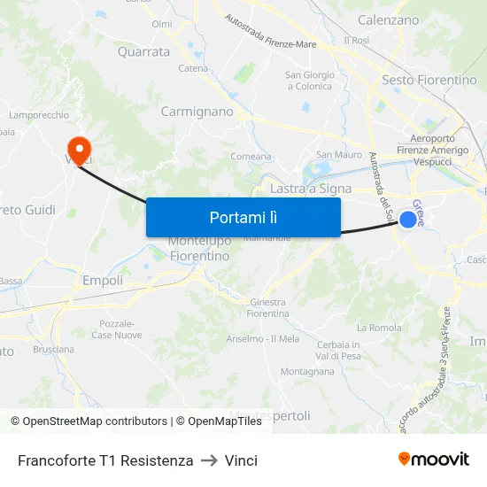 Francoforte T1 Resistenza to Vinci map