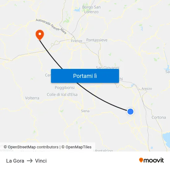 La Gora to Vinci map