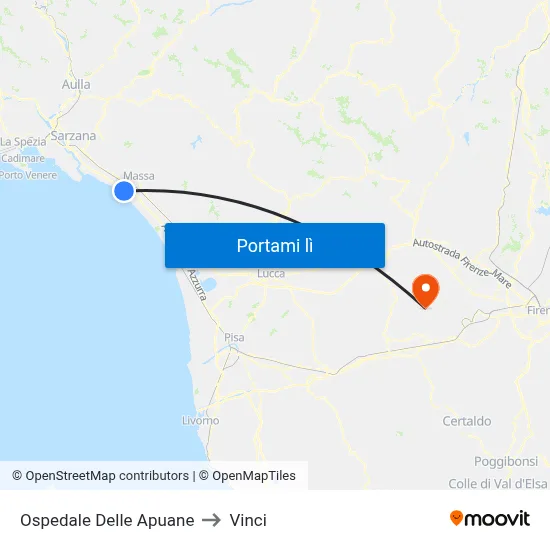 Ospedale Delle Apuane to Vinci map