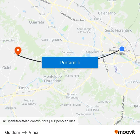 Guidoni to Vinci map