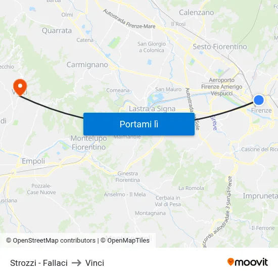 Strozzi - Fallaci to Vinci map