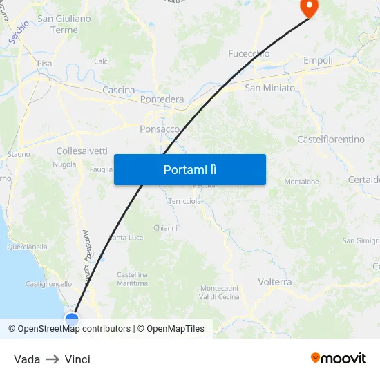 Vada to Vinci map