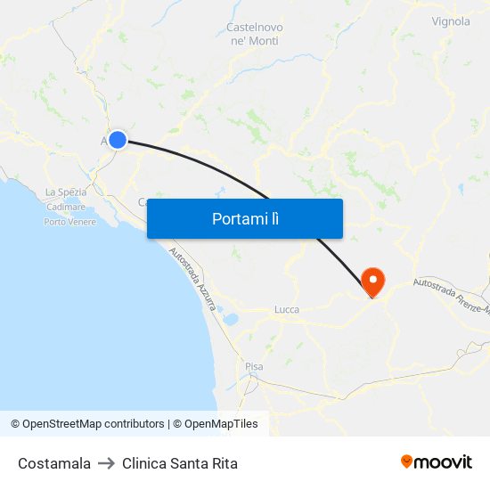 Costamala to Clinica Santa Rita map