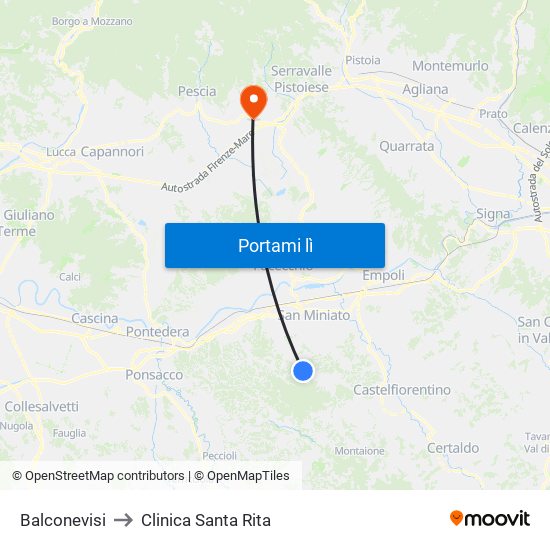 Balconevisi to Clinica Santa Rita map
