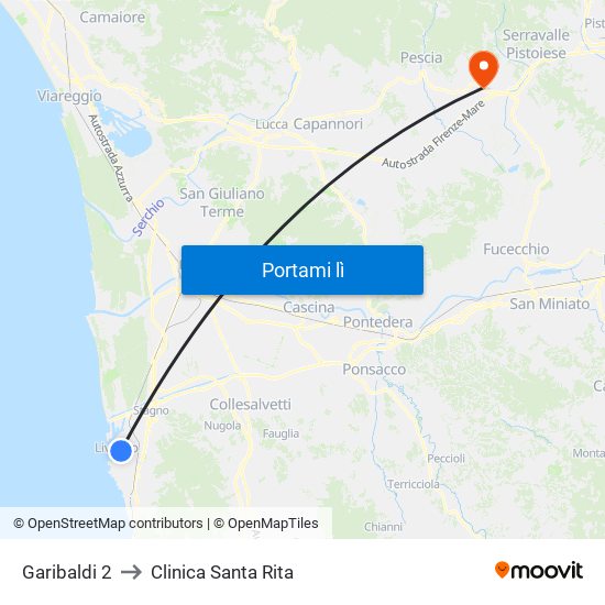 Garibaldi 2 to Clinica Santa Rita map