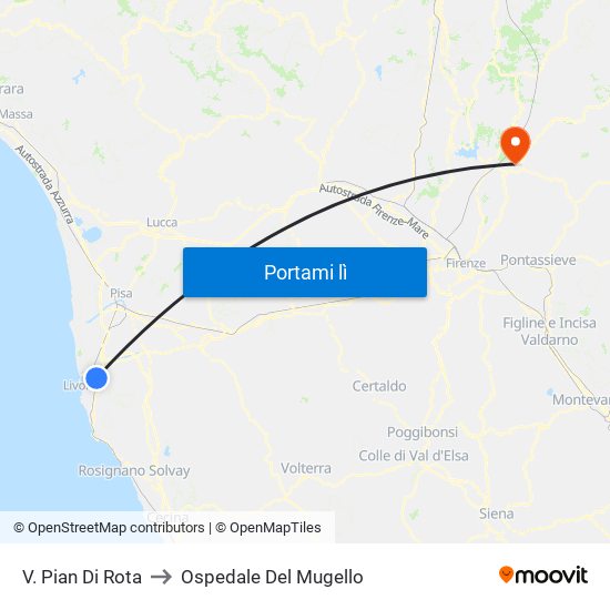 V. Pian Di Rota to Ospedale Del Mugello map