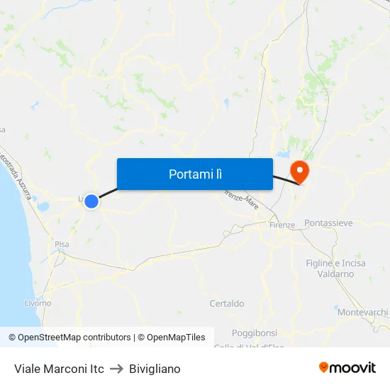 Viale Marconi Itc to Bivigliano map