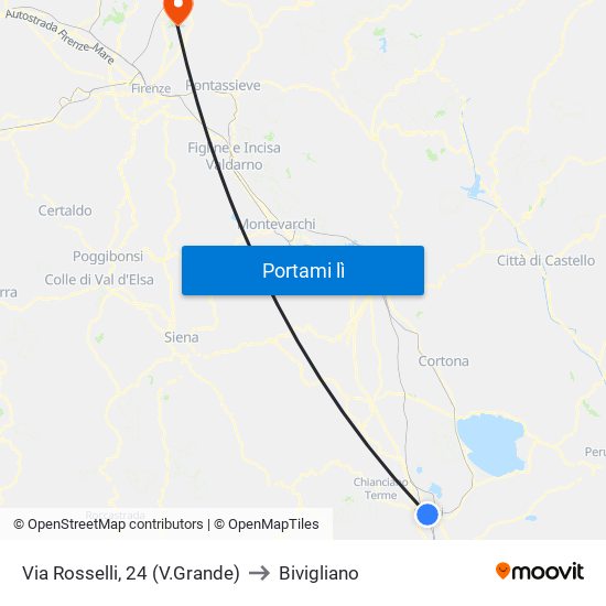 Via Rosselli, 24 (V.Grande) to Bivigliano map
