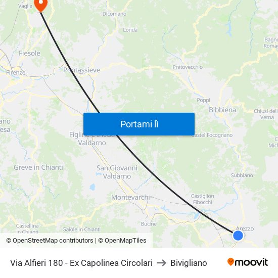 Via Alfieri 180 - Ex Capolinea Circolari to Bivigliano map
