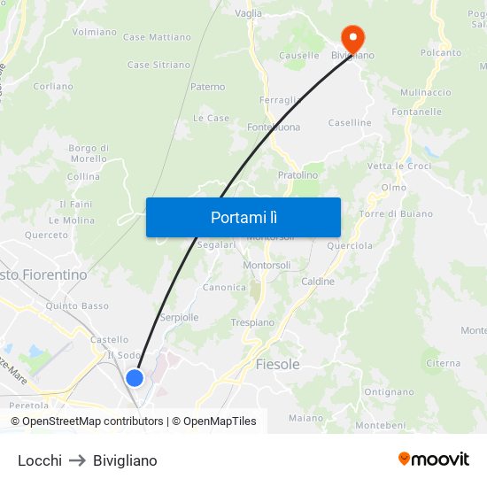 Locchi to Bivigliano map