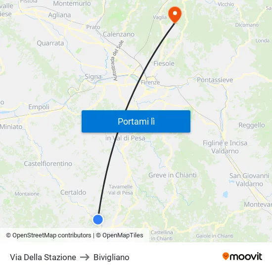 Via Della Stazione to Bivigliano map