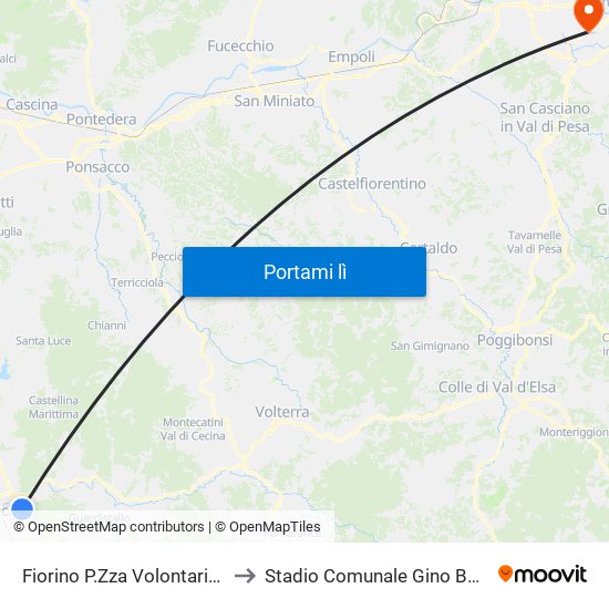 Fiorino P.Zza Volontariato to Stadio Comunale Gino Bozzi map