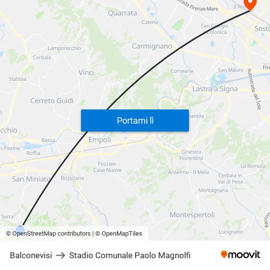 Balconevisi to Stadio Comunale Paolo Magnolfi map