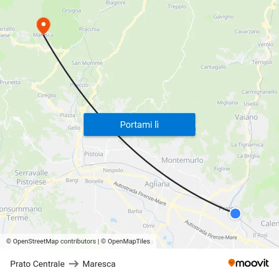 Prato Centrale to Maresca map