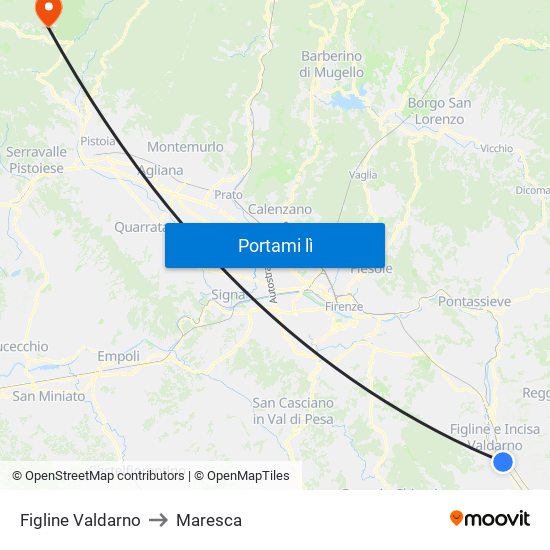 Figline Valdarno to Maresca map