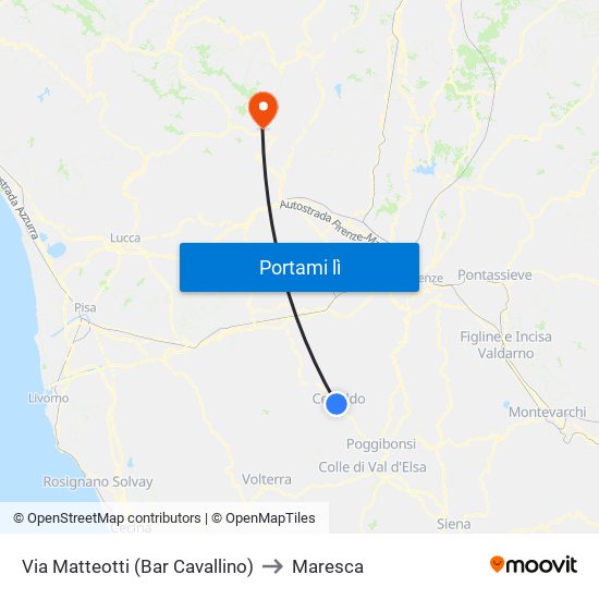 Via Matteotti (Bar Cavallino) to Maresca map