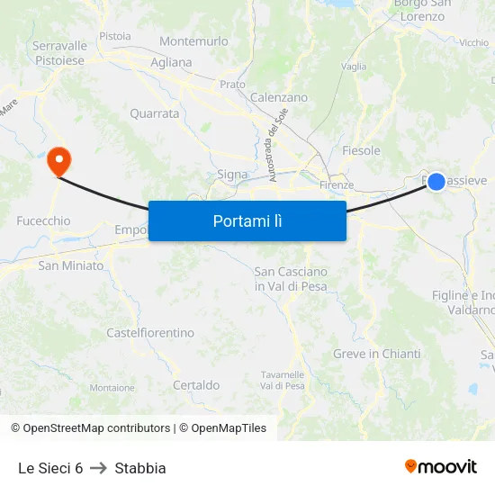 Le Sieci 6 to Stabbia map
