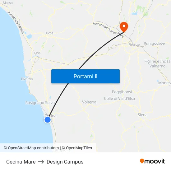 Cecina Mare to Design Campus map