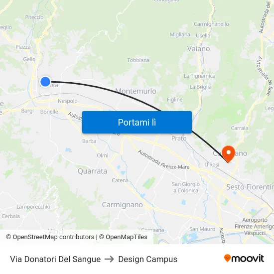 Via Donatori Del Sangue to Design Campus map