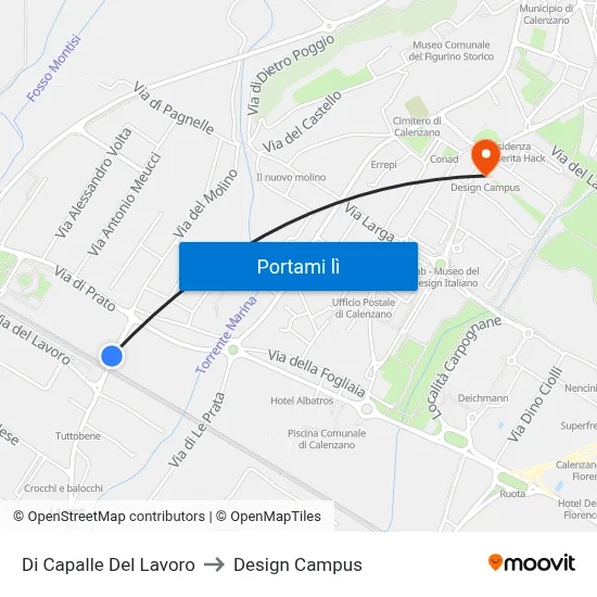 Di Capalle Del Lavoro to Design Campus map