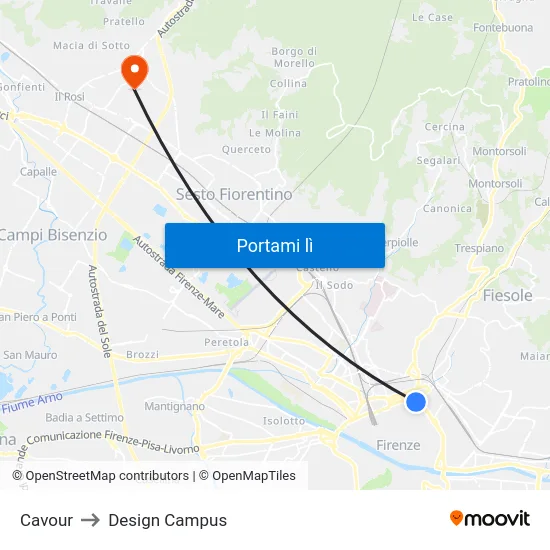 Cavour to Design Campus map