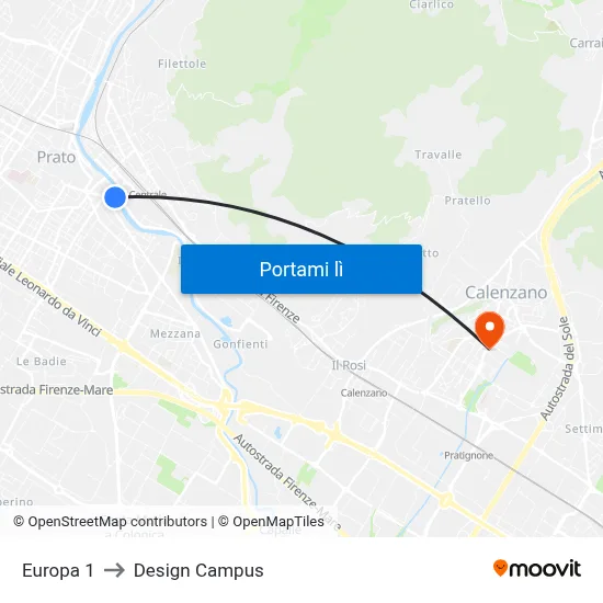 Europa 1 to Design Campus map