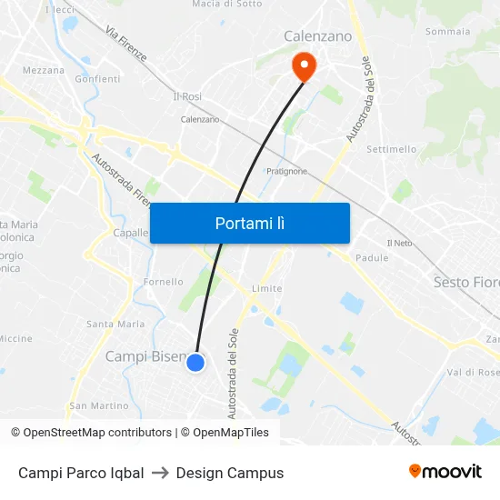 Campi Parco Iqbal to Design Campus map